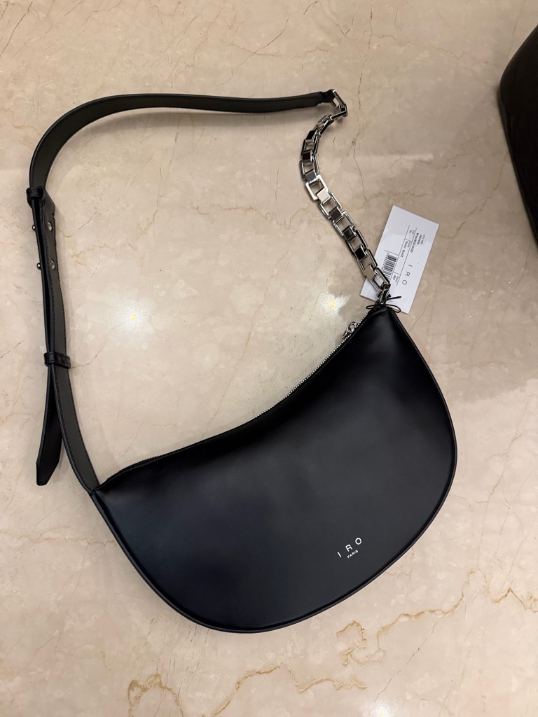 Iro Arc Black Leather Crescent Shoulder Bag Nwt